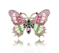 Crystal Butterfly Wing Brooch Pin for Women Shiny Colorful Butterfly Lapel Pins Elegant Insect Dress Corsage Bouquet Brooches Bride Wedding Jewelry Gifts, M, Metal, cubic zirconia
