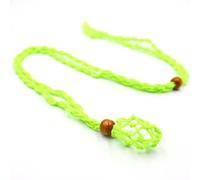 Crystal Cage Necklace Empty Stone Holder, Adjustable Natural Quartz Crystal Healing Stone Net Bag Pendant(Green)