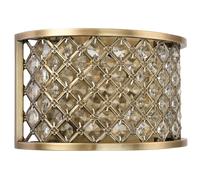 Crystal Cage Wall Light Brass & Glass Shade Modern Twin Bulb Lounge Lamp Fitting