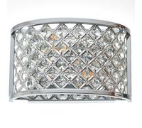 Crystal Cage Wall Light Chrome Glass Shade Modern Twin Bulb Lounge Lamp Fitting