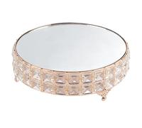 Crystal Cake Stand Elegant Golden Mirror Display Rack for Wedding Dessert Cupcake Table Decor Iron Glass Gold (Round 2.6in)