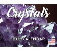 Crystal Calendar 2026 Gemstone Rocks Minerals Crystals Monthly Wall Calender 12 Month | American Made In The USA