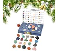 Crystal Calendar Advent - Christmas Countdown Calendars | 24 Natural Gemstones & Healing Stones Calendar Advent | 24 Days Countdown Calendars with Natural Mineral Gemstones|Festive ênt for Geology