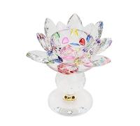 Crystal Candle Holder Crystal Clear Candle Holder Creative Lotus Flower Shape Tea Light Holder Candelabra 11x12cmLiving Room Kitchen Wedding Dining Table,Multi colored
