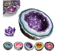 Crystal Candle Holder, Intention Healing Energy Candle, Crystal Intention Healing Energy Candlestick, for Home & Tabletop, Reative DIY Candle Bowls Ornament (S-Purple)