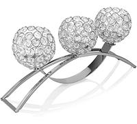 Crystal Candle Holders, 3 Arms Crystal Candelabras, Coffee Table Decorative Centerpieces for Living Room,Dinning Room Christmas Decoration, Wedding Decor,Home Decor,Wedding Gifts(Silver)