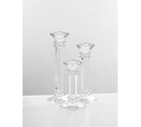 Crystal Candle Holders - Genuine Candlestick & Pillar Holder - Fine Craftsmanship Ultra Elegant and Modern Centrepiece Decor - Ideal for Living Room, Bedroom & Events (3, 20 +25 +30 cm)