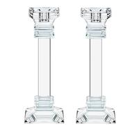 Crystal Candle Holders - Genuine Candlestick & Pillar Holder - Fine Craftsmanship Ultra Elegant and Modern Centrepiece Decor - Ideal for Living Room, Bedroom & Events (2, 20 cm)