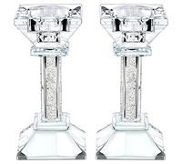 Crystal Candle Holders - Genuine Candlestick & Pillar Holder - Fine Craftsmanship Ultra Elegant Modern Centerpiece Decor for Mantelpiece, Living Room, Wedding & Events (2, 13.5 cm)