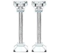 Crystal Candle Holders - Genuine Candlestick & Pillar Holder - Fine Craftsmanship Ultra Elegant Modern Centerpiece Decor for Mantelpiece, Living Room, Wedding & Events (2, 22 cm)