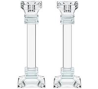 Crystal Candle Holders Set of 2 - Genuine Candlestick Candle Pillar Holder - Fine Craftsmanship Ultra Elegant and Modern Centerpiece Decor - Ideal for Living Room and Bedroom