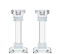 Crystal Candle Holders Set of 2 - Genuine Candlestick Candle Pillar Holder - Fine Craftsmanship Ultra Elegant and Modern Centerpiece Decor - Ideal for Living Room and Bedroom (15cm)