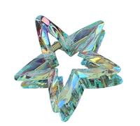 Crystal Candy Colored Hair Clip Dazzling Hollowed Out Pointed Star Hair Claw Stylish Elegant Acrylic Barrettes For Women Girls Pointed Star Hair Clip