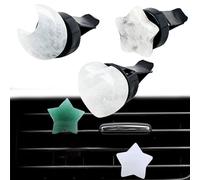 Crystal Car Air Vent Clips Set, Natural Quartz Gemstone Decorative Boho Car Interior Accessories for AC Outlets, Unique Spiritual Healing Gifts for Women Men Crystal Lovers (3pcs-1)