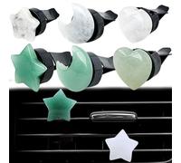 Crystal Car Air Vent Clips Set, Natural Quartz Gemstone Decorative Charms, Boho Car Interior Accessories for AC Outlets, Unique Spiritual Healing Gifts for Women Men Crystal Lovers (6pcs)