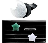 Crystal Car Air Vent Clips Set, Natural Quartz Gemstone Decorative Charms, Boho Car Interior Accessories for AC Outlets, Unique Spiritual Healing Gifts for Women Men Crystal Lovers (C)