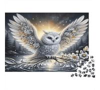 Crystal Carved Owl Premium 1000 Pieces Thick Cardboard Puzzle for Older Children 12+ Anxiety Relief Indoor Activity 52x38cm/1000pcs
