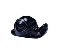 Crystal Carved Snail Healing Stone Pocket Decoration Home Decor Naked Animal Statue Collectible(Black)