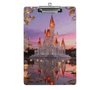 Crystal Castles Clipboard,Decorative Clip Board Acrylic Clipboards with Low Profile Metal Clip for Office,Teachers,Standard Letter Size 8.5x12.5