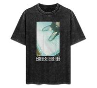 Crystal Castles Music Men and Women Vintage Washed Short Sleeve T-Shirt Streetwear Loose Casual Size 3XL Black