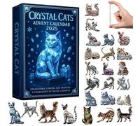Crystal Cat Advent Calendar 2025, 24 Days Collectible 2D Crystal Cats Pendant Set,Christmas Countdown Calendar for Cat Lovers, Kitten Acrylic Pendant Christmas Tree Decorations Holiday Gifts