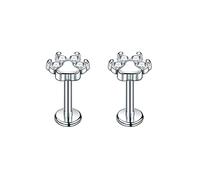 Crystal Cat Dog Paw Print Cartilage Labret Helix Stud Earrings 316L Surgical Stainless Steel Cubic Zirconia Pet Puppy Animal Lip Monroe Hypoallergenic Studs Cute Body Piercing Jewelry Gifts for Women