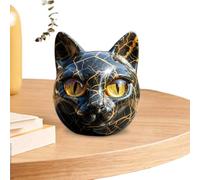 Crystal Cat Figurine - Black Kitten Figure Animal Statue - Resin Art Piece for Housewarming Birthday Party Holiday Women Men Animal Lovers Living Room Terrace Bedside