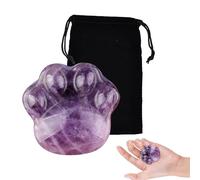 Crystal Cat Paw Amethyst Worry Stone, 1PCS, 2.8x3cm Cat Paw Amethyst Worry Stone, Polished, 2.8x3cm, with Velvet Bag