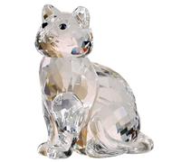 Crystal Cat Realistic Animal Kitten Art Figurine Collection Table top Ornament Statue Home Decor (White)