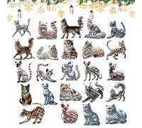 Crystal Cats 2025, 24 Days Of Christmas Countdown Toys，Funny Christmas Countdown Calendar With 24 Different Acrylic CuteCat Ornaments For Cat Lovers