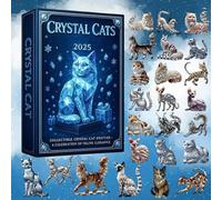 Crystal Cats Advent Calendar 2025, 24 Days Christmas Countdown Calendar with 2D Acrylic Crystal Cat Pendants, Collector Cat Figures as Table Decoration, Hanging Decorations for Cat Lovers