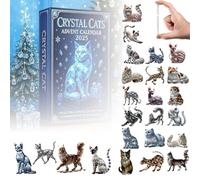 Crystal Cats Advent Calendar 2025, 24 Days Collectible Crystal Cat Pendant Set, 2025 Advent Calendar, Christmas Countdown Calendars for Cats Lovers, 2D Acrylic