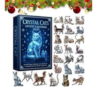 Crystal Cats Advent Calendar 2025-24 Days Collectible Crystal Cat Pendant Set, Mini Crystals Cats Ornaments with Unique Cat Designs | Christmas Countdown Calendar for Pet Lovers
