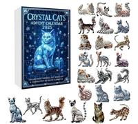 Crystal Cats Advent Calendars 2025, 24 Day Crystal Cat Ornaments Christmas Countdown Calendar, Cute Crystals Kitten Acrylic Pendant Christmas Tree Decorations, for Cats Lover Gift (Blue,2pcs)