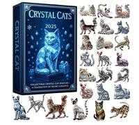 Crystal Cats Advents Calendars 2025 | 24 Days Cat Christmas Countdown Calendar with 24 Different Cute Crystal Cat Ornaments | 2D Acrylic Cats Pendant for Christmas Tree Decorations
