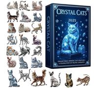 Crystal Cats Countdown Calendars 2025, 24 Days Crystal Cats Theme Christmas Countdown Calendar, 2D Cat Figurine Holiday Countdowns For Daily Family Activities, Living Rooms, Holiday Parties