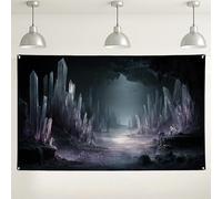 Crystal Cave Fantasy Wall Backdrop, Mystical Gemstone Art Decorative Backgrounds for Photography Events, Enchanted Indoor/Outdoor Party Supplies 71x43 Inch