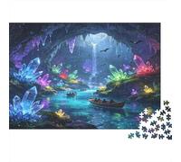 Crystal Cave Jigsaw Puzzle 1000 Piece Jigsaw Puzzle Paper for Adults Fantasy Underground River Relaxing Family Game Home Decor Gift 70x50cm/1000pcs