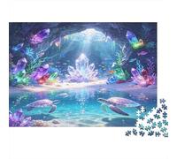 Crystal Cave Turtle 1000 Piece Jigsaw Puzzle Paper for Adults Underwater Fantasy Scene Relaxing Focus Family Home Gift 38x26cm/1000pcs