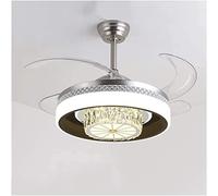 Crystal Ceiling Fan Light 42 Inch，Hidden Retractable Ceiling Fan with Silent Motor??-Color Chandelier Easy to Install