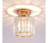 Crystal Ceiling Light, Crystal Chandelier Metal Modern LED Ceiling Light Pendant Fixture Lighting E27 Mini Chandelier Semi Flush Mount for Kitchen Dining Room Bedroom Hallway Bedroom (Golden Square)