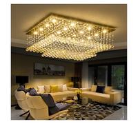Crystal Ceiling Light Fixture - Rectangular LED Lamp for Dining Room, Contemporary Design for Elegant Atmosphere in Living Room & Dining Area