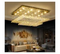 Crystal Ceiling Light Fixture - Rectangular LED Lamp for Dining Room, Contemporary Design for Elegant Atmosphere in Living Room & Dining Area