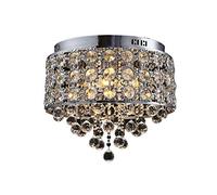 Crystal Ceiling Light Flush Mount Teardrop Style Chandelier Iron Bracket Net Chrome Cylindrical Crystal Drops Effect Elegant Round Ceiling Lighting Fixture K9 Crystal