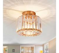 Crystal Ceiling Lights - E27 Semi-Flush Ceiling Lamp for Gold Ceiling Lights Living Room, Chandeliers Ceiling Light, Bedroom, Kitchen, Hallway