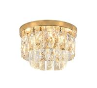 Crystal Ceiling Lights for Entrance Hallway Aisle Modern Style Flush Mount 5-Lights G4 Crystal Ceiling Lamp 3-Color Dimmable Indoor Lighting Fixture for Home Decor