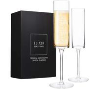 Crystal Champagne Flutes Set of 2 - Edge Champagne Glasses, Prosecco Glasses - Modern & Elegant Gift for Women, Men, Wedding, Anniversary, Christmas, Birthday - 180ml, 100% Lead-Free Crystal