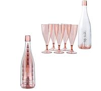 Crystal Champagne Flutes Set of 5 - Portable Plastic Wine Glasses, Stackable and Removable for Picnics, Weddings, Parties