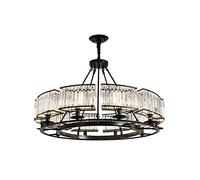 Crystal Chandelier 4 Lights Nordic Ceiling Light Fixture Industrial Pendant Lighting Fixture for Dining Room Kitchen Living Room Bedroom,Black,8 Lights