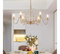 Crystal Chandelier, 6-Light Tassel Umbrella Shaped Retro Crystal Chandeliers, Crystal Ceiling Light Fixture for Kitchen Dining Living Room Bedroom Foyer,